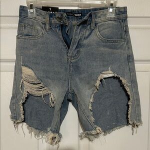 Fashion Nova Light Blue Distressed Women's Denim Shorts